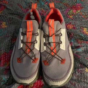 On Mens 11.5 Gray Orange Cloudaway Sneakers Shoes Running Training Gym Workout